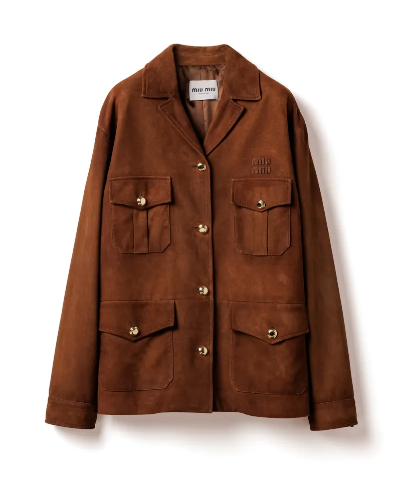 Miu Miu Jacke Aus Wildleder, Damen, Brandy, Größe Brandy