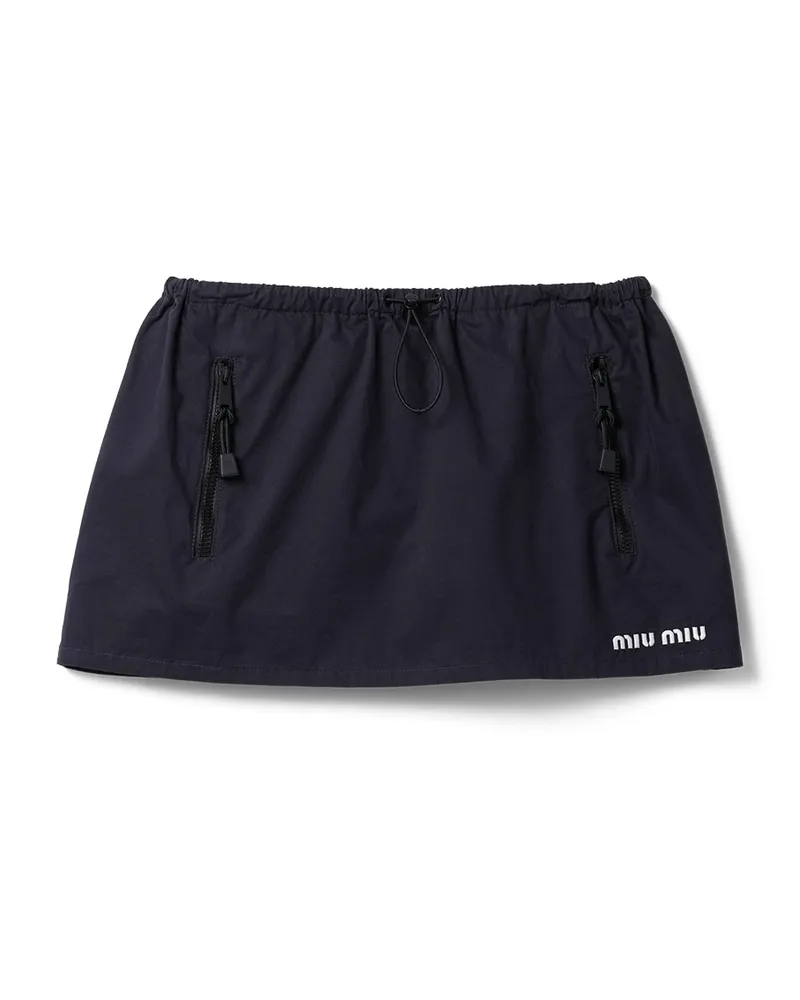 Miu Miu Miniskirt Aus Gewaschener Gabardine, Damen, Blau, Größe Blau