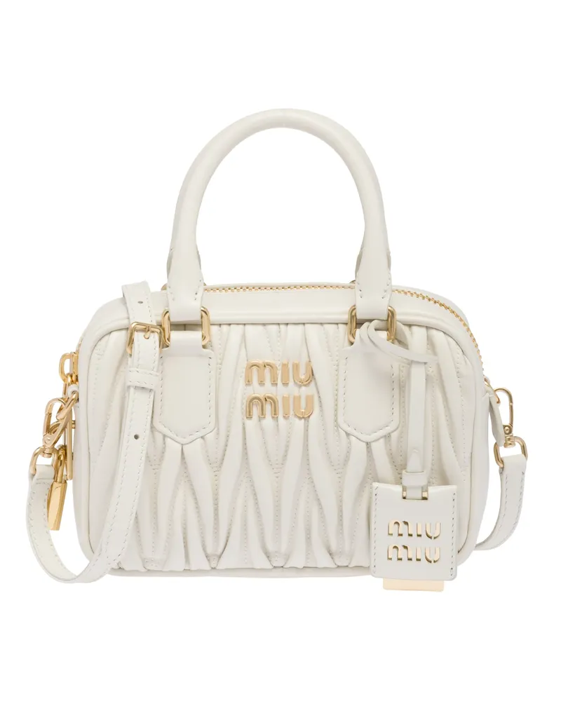Miu Miu Arcadie Tasche Aus Matelassé-nappaleder, Damen, Weiss Weiss