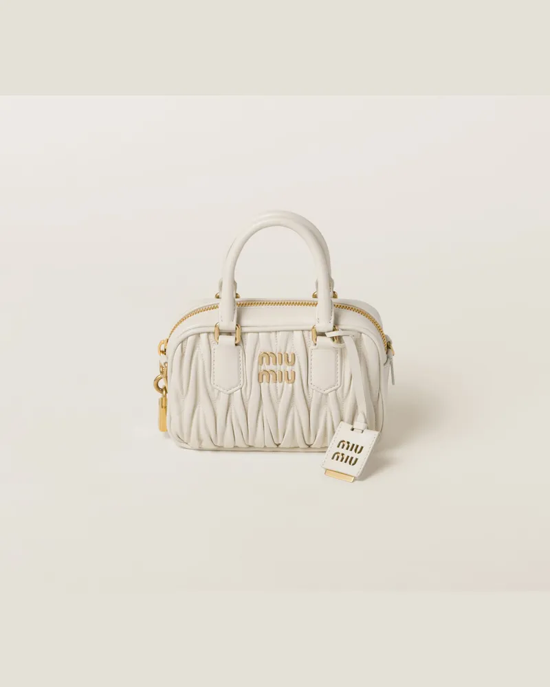 Miu Miu Arcadie Tasche Aus Matelassé-nappaleder, Damen, Weiss Weiss