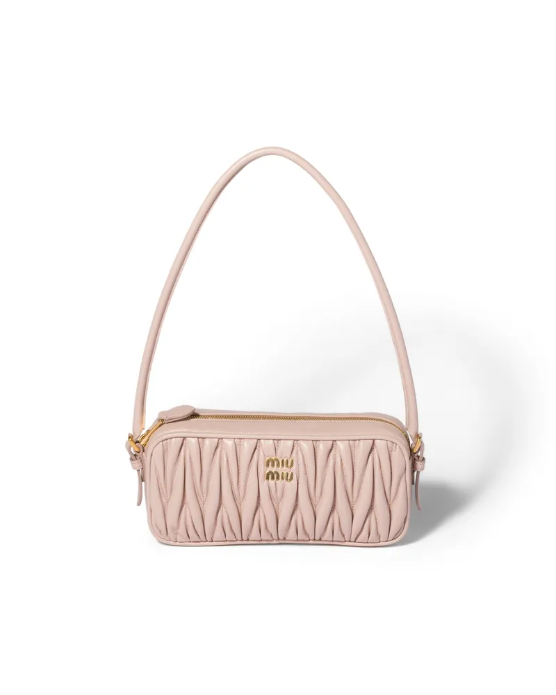 Miu Miu Pouch Aus Matelassé-nappaleder, Damen, Puderrosa Puderrosa