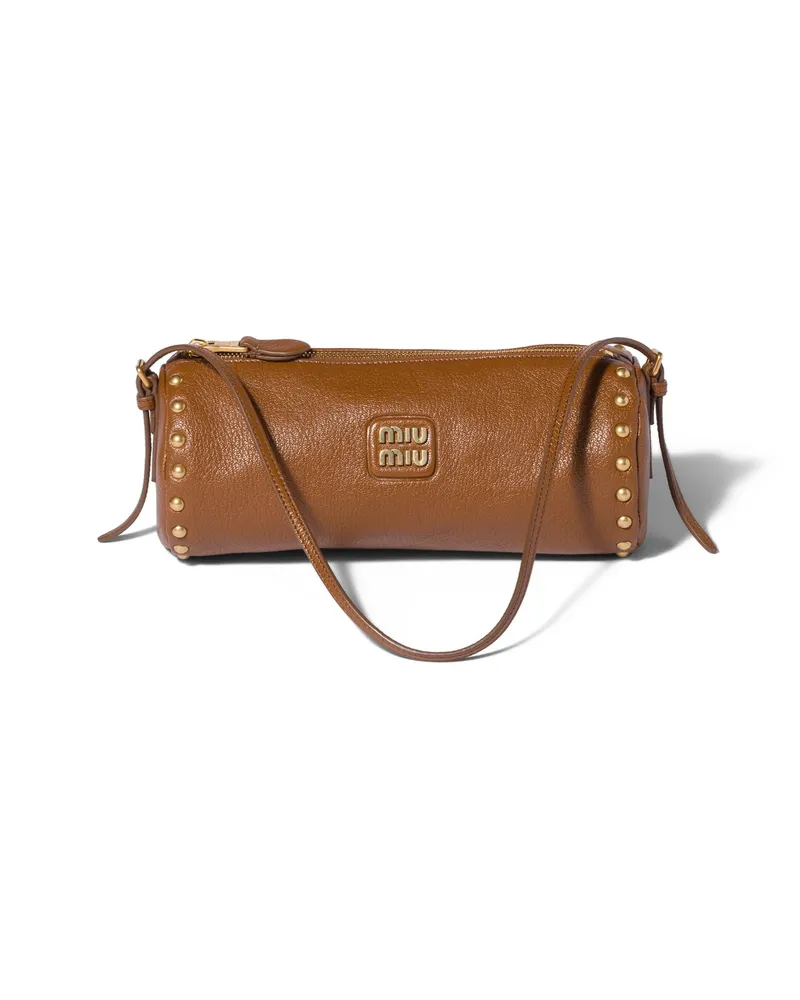 Miu Miu Pouch Aus Leder, Damen, Brandy Brandy