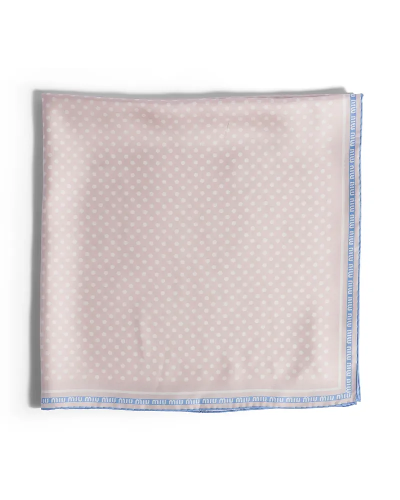 Miu Miu Schal Aus Bedrucktem Twill, Damen, Alabaster/veilchenblau Alabaster