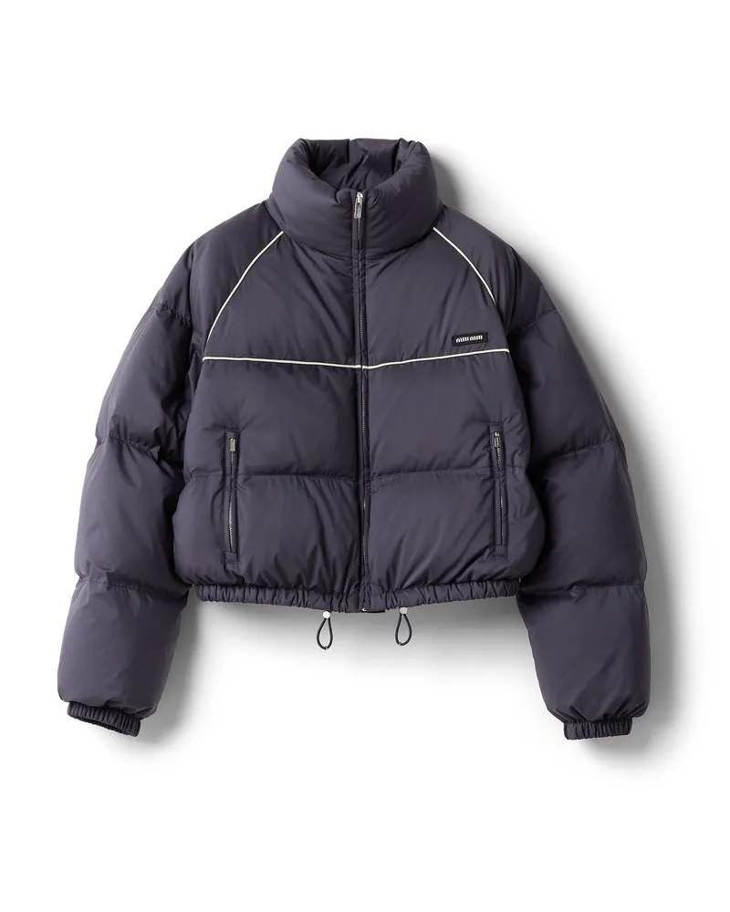 Miu Miu Daunenjacke Aus Technischem Pongé, Damen, Blau, Größe Blau