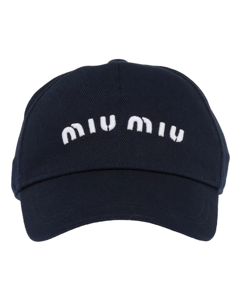 Miu Miu Baseballkappe Aus Drill, Damen, Blau/weiss, Größe Blau