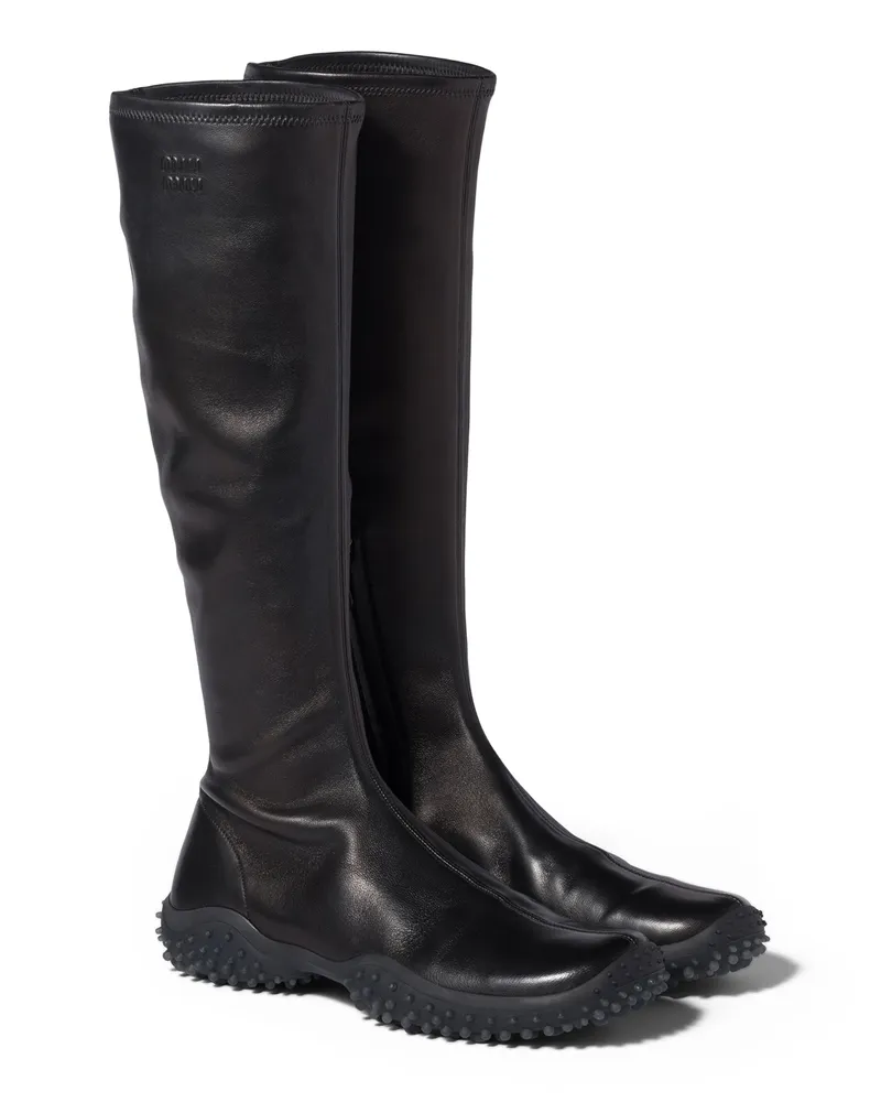 Miu Miu Stiefel Aus Stretch-nappaleder, Damen, Schwarz, Größe Schwarz