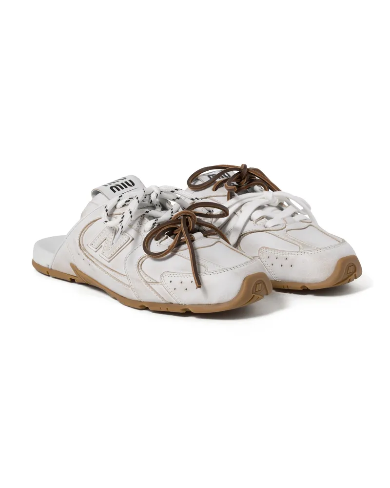 Miu Miu New Balance X  530 sl Mules Aus Deco-kalbsleder, Damen, Weiss, Größe Weiss