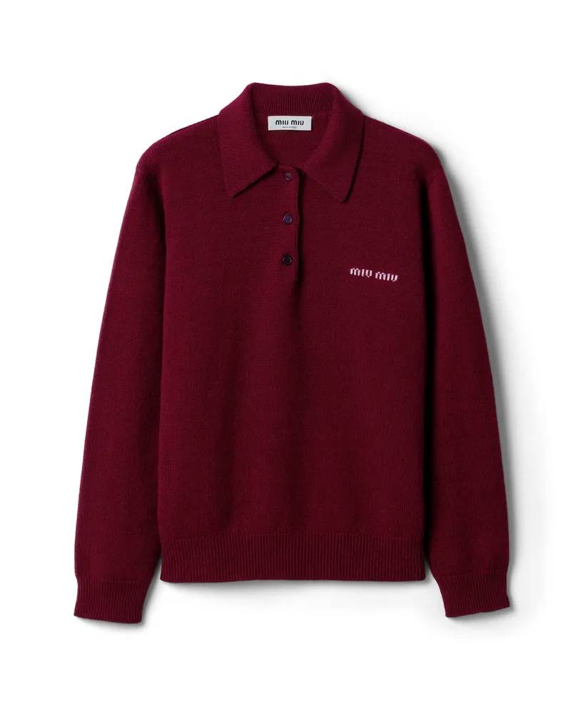 Miu Miu Polo-pullover Aus Kaschmir, Damen, Amaranthrot, Größe Amaranthrot