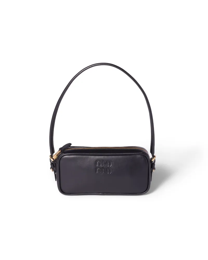 Miu Miu Pouch Aus Leder, Damen, Schwarz Schwarz