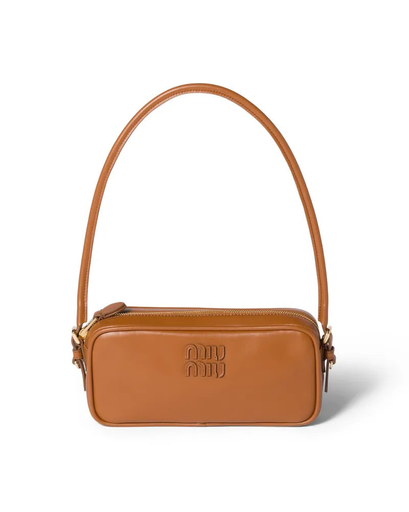 Miu Miu Pouch Aus Leder, Damen, Cognac Cognac