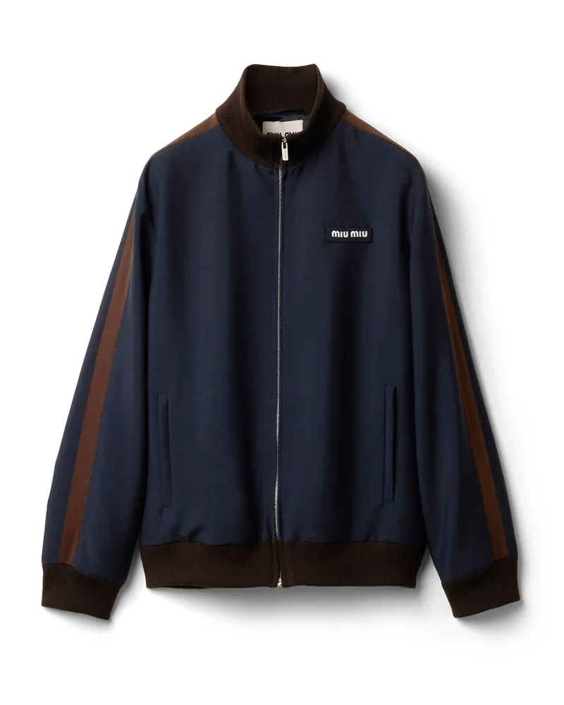 Miu Miu Kid Mohair Blouson Jacket, Damen, Marineblau, Größe Marineblau