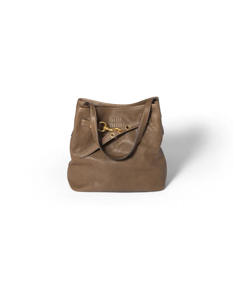 Miu Miu Aventure Bucket Bag Aus Nappa-leder, Damen, Tundra Tundra