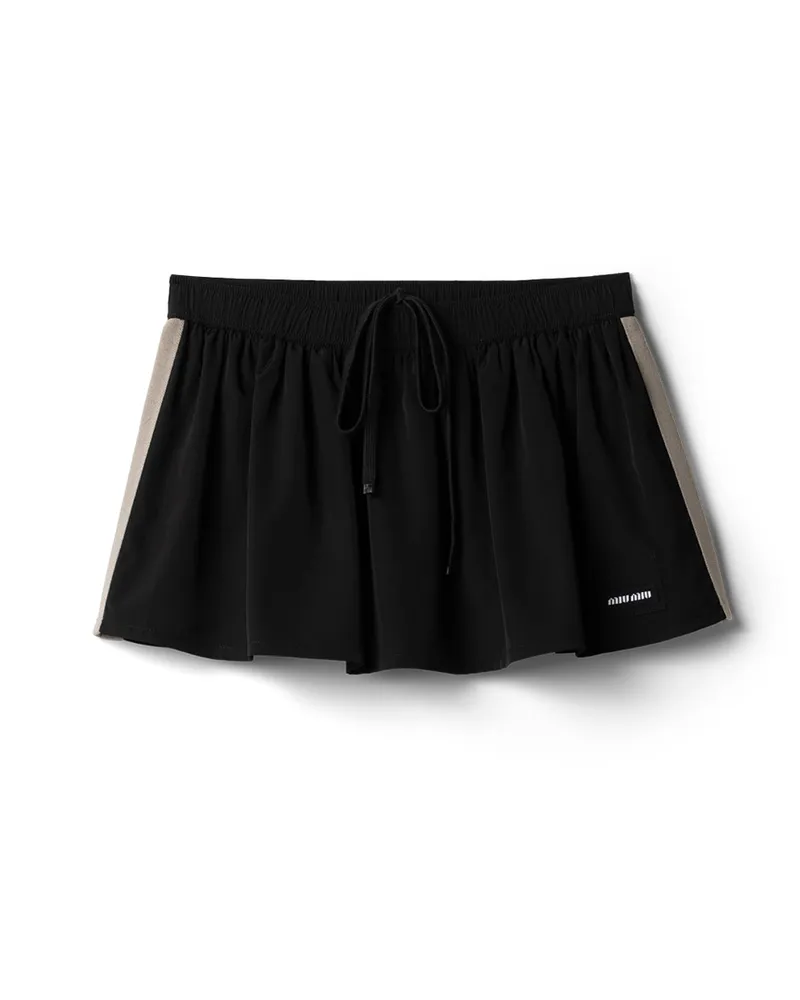 Miu Miu Minirock Aus Technischer Seide, Damen, Schwarz, Größe Schwarz