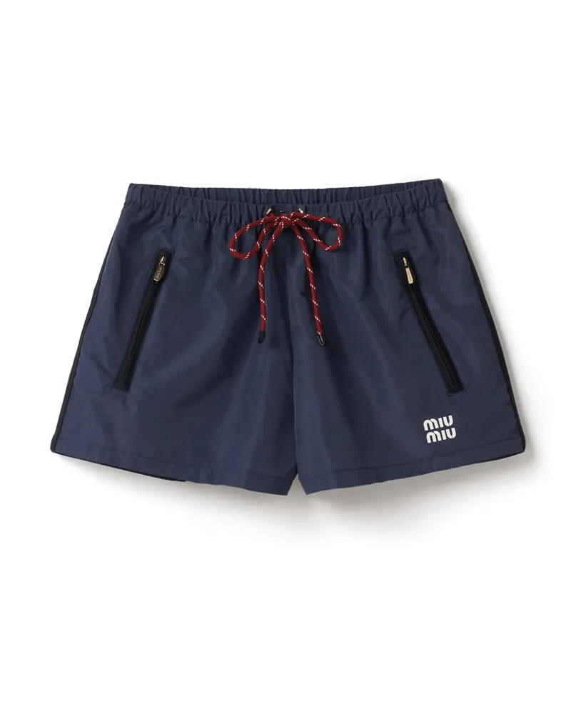 Miu Miu Shorts Aus Funktionsgewebe, Damen, Blau, Größe Blau