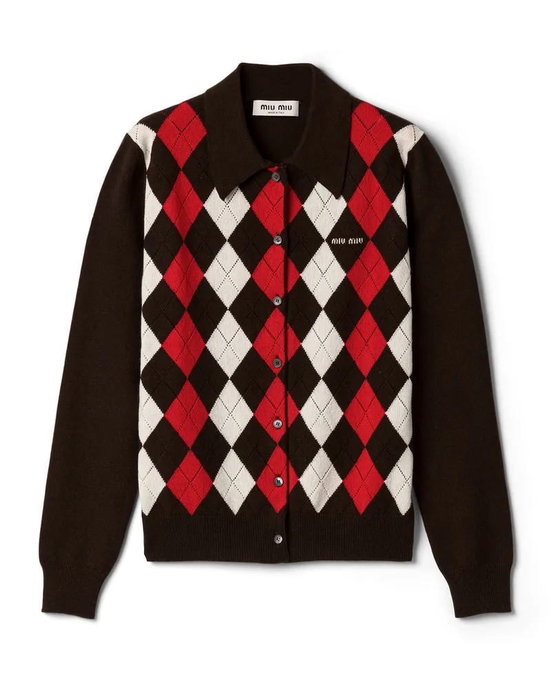 Miu Miu Strickjacke Aus Kaschmir, Damen, Dunkelbraun, Größe Dunkelbraun