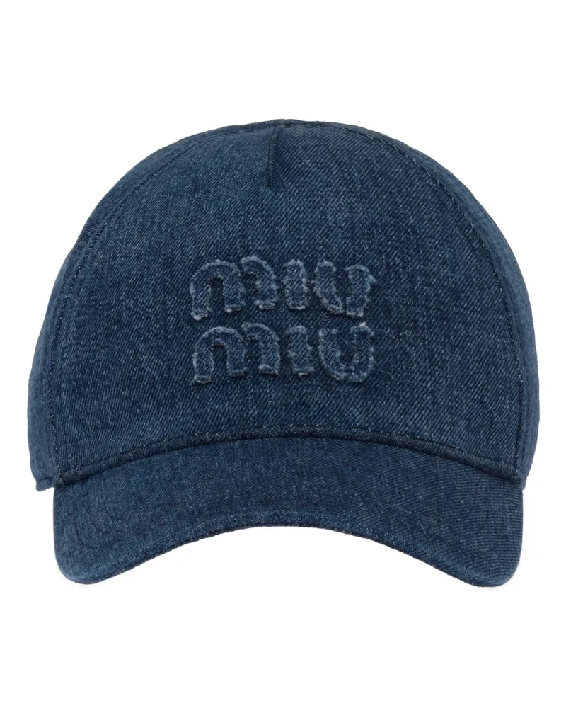 Miu Miu Baseballkappe Aus Denim, Damen, Blau, Größe Blau