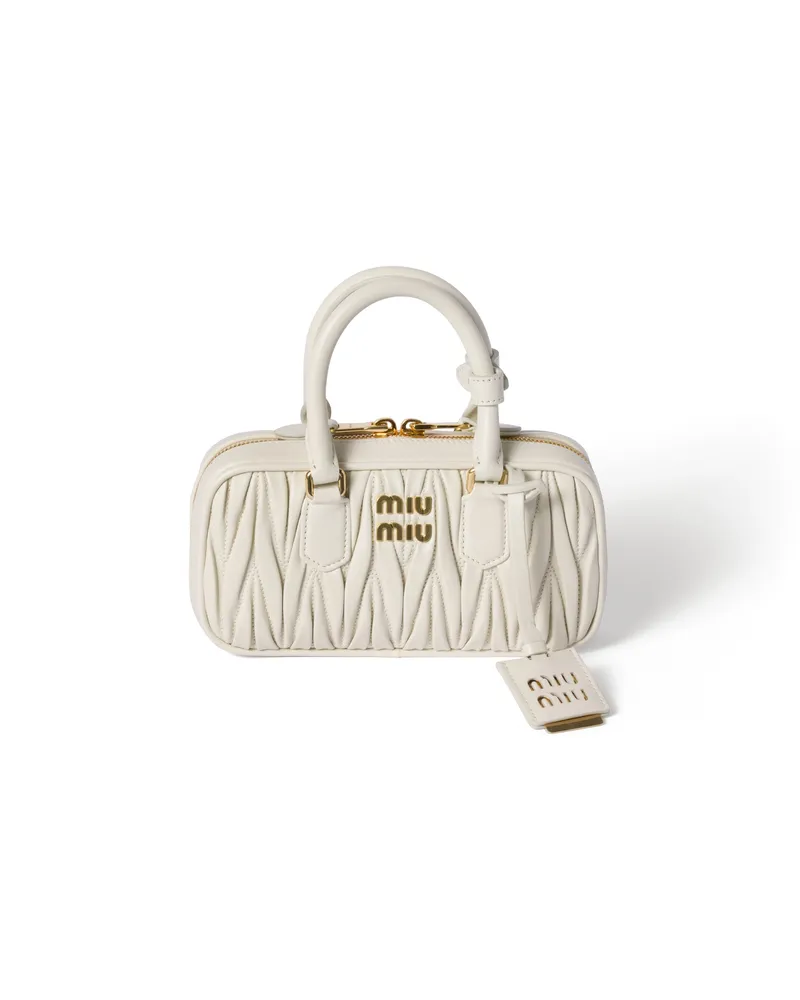 Miu Miu Arcadie Mini Bag Aus Matelassé-nappaleder, Damen, Weiss Weiss