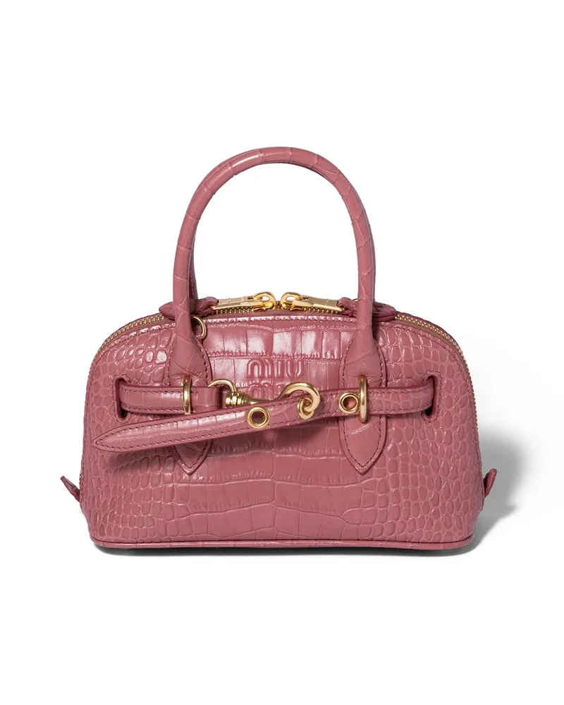 Miu Miu Aventure Mini Bag Aus Kroko-geprägtem Leder, Damen, Antik Antik