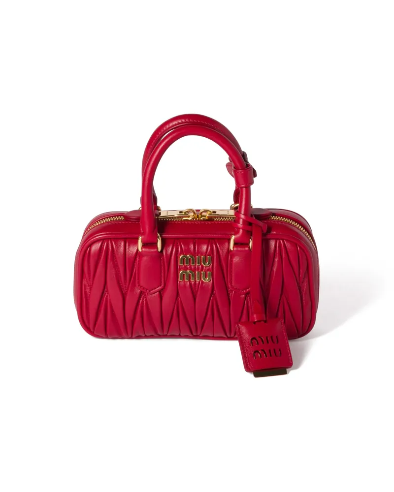 Miu Miu Arcadie Mini Bag Aus Matelassé-nappaleder, Damen, Rot Rot