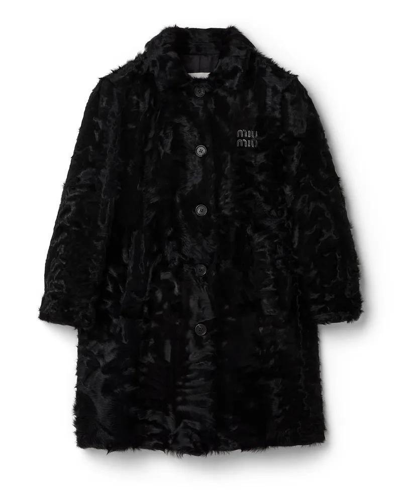 Miu Miu Mantel Aus Chekiang-lammfell, Damen, Schwarz, Größe Schwarz