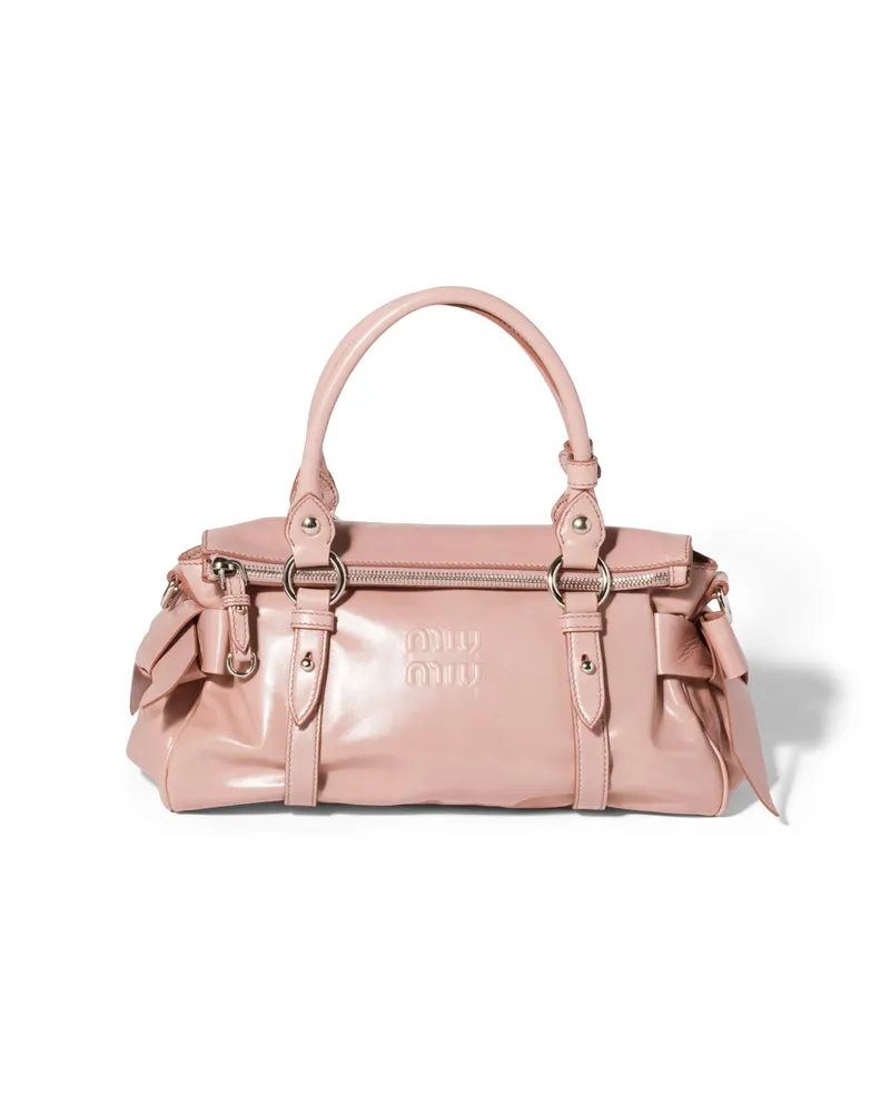 Miu Miu Handtasche Aus Glänzendem Leder, Damen, Zartrosa Zartrosa