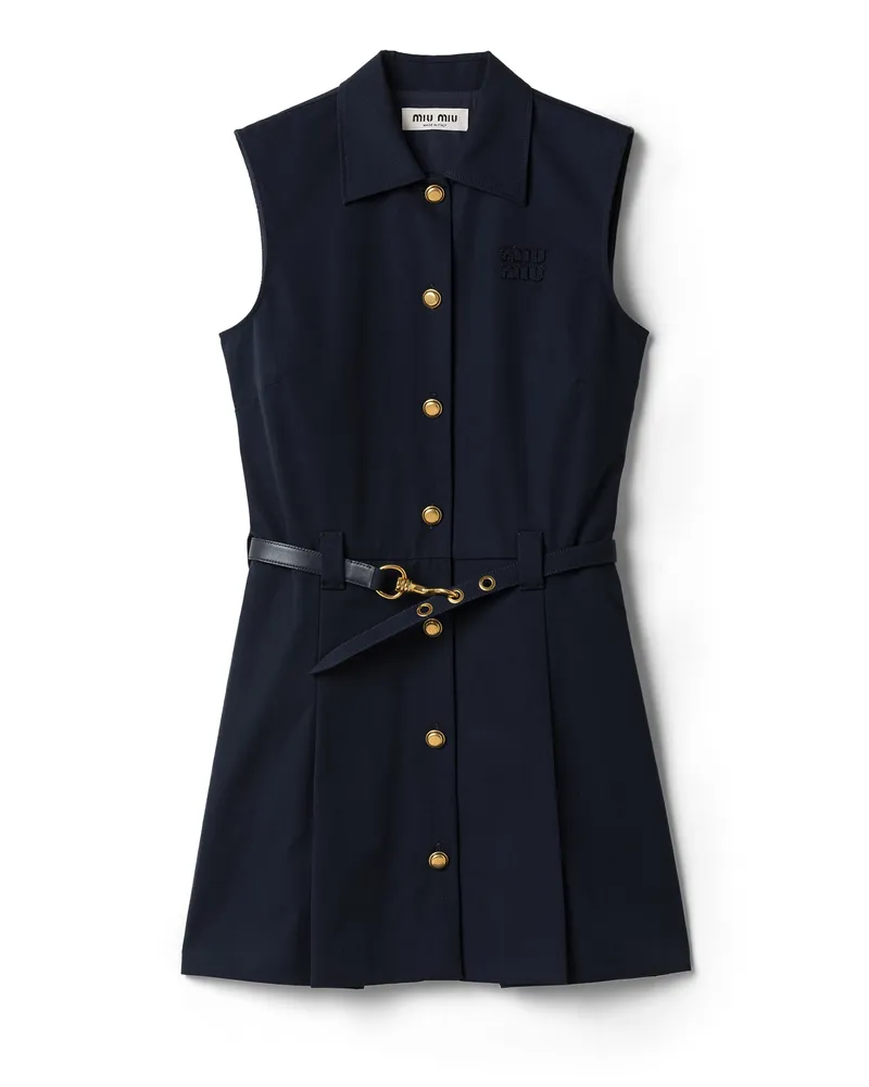 Miu Miu Minikleid Aus Popeline, Damen, Marineblau, Größe Marineblau