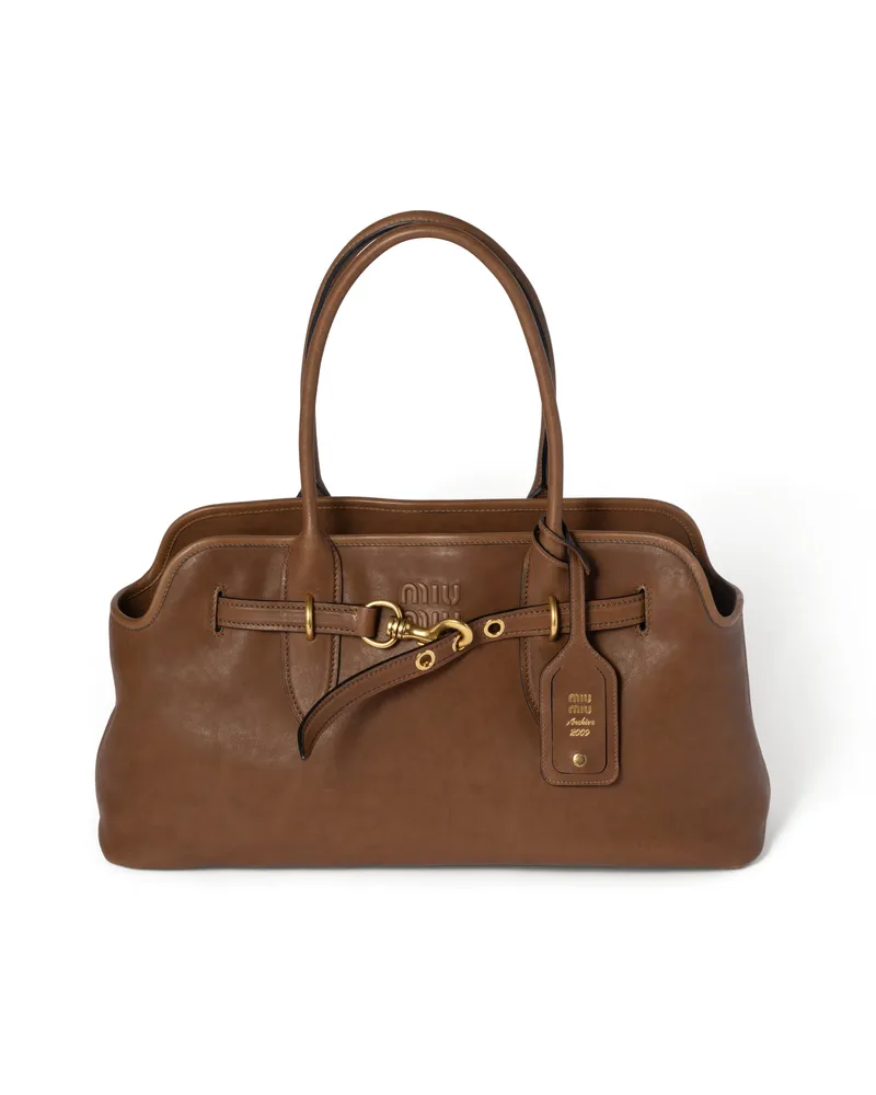 Miu Miu Aventure Tasche Aus Nappa-leder, Damen, Eiche Eiche