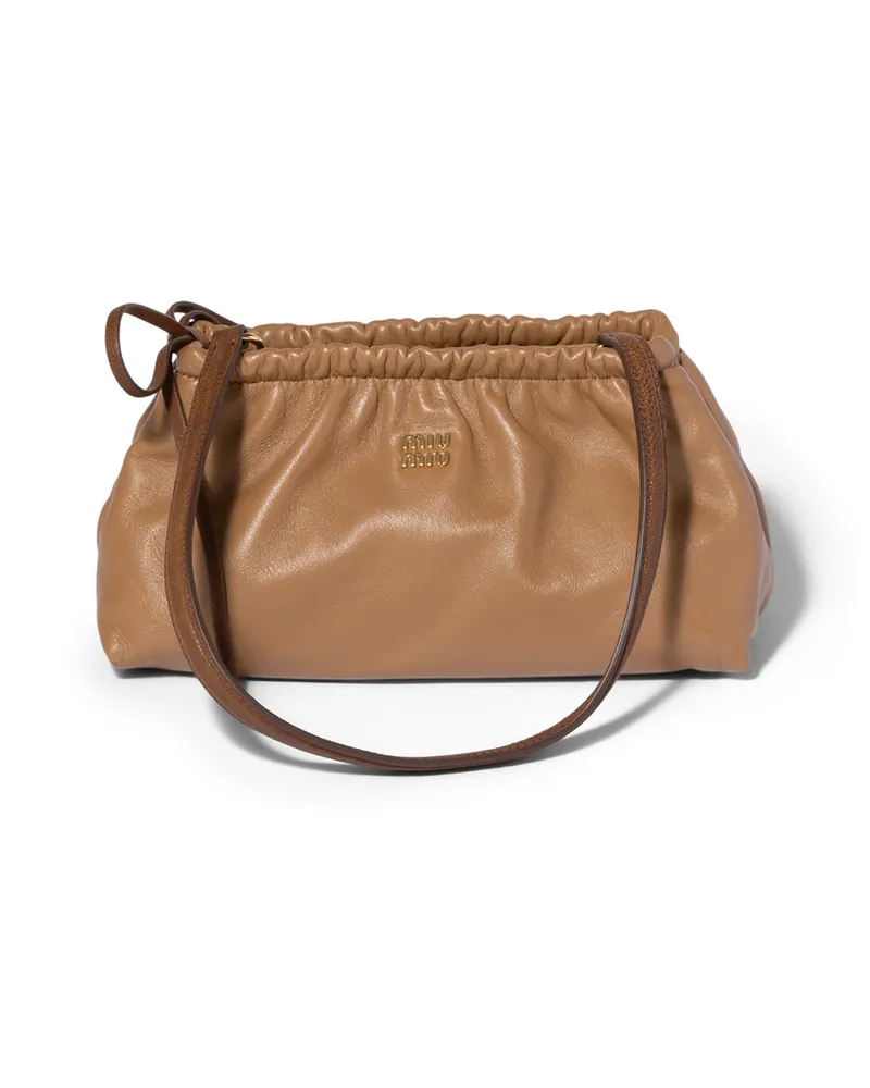 Miu Miu Pouch Aus Nappa-leder, Damen, Karamell/eiche Karamell