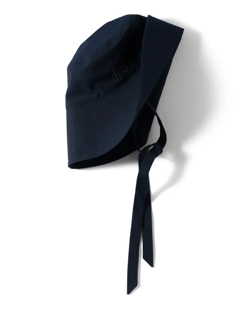 Miu Miu Popeline-bucket-hut Mit Breiter Krempe, Damen, Marineblau, Größe Marineblau