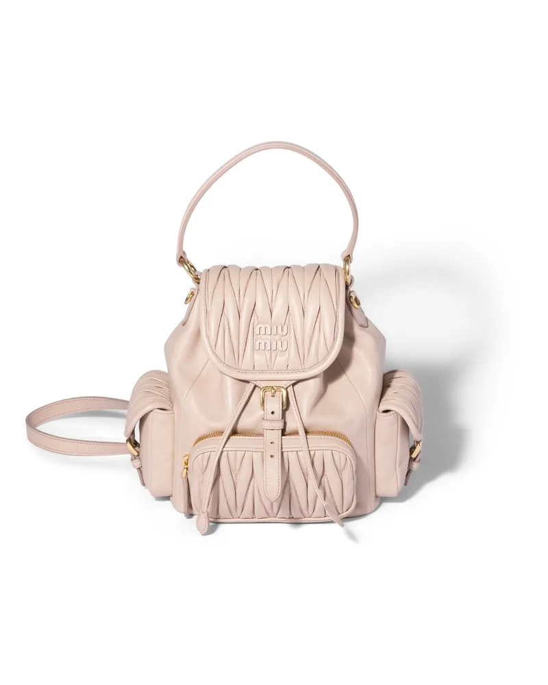Miu Miu Rucksack Aus Matelassé-nappaleder, Damen, Puderrosa Puderrosa