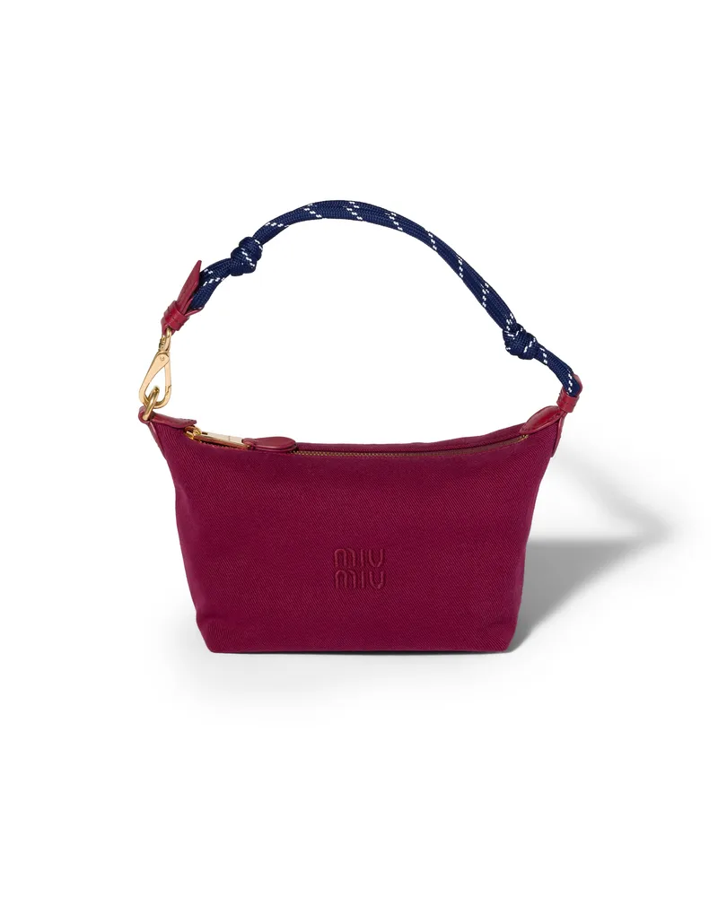 Miu Miu Pouch Aus Gabardine, Damen, Kirsch/baltikblau Kirsch