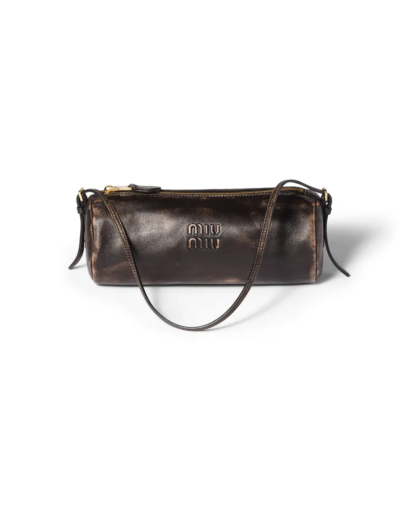 Miu Miu Pouch Aus Nappaleder, Damen, Kaffeebraun Kaffeebraun