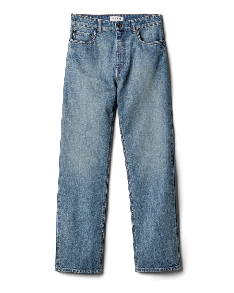 Miu Miu Hose Aus Denim, Damen, Blau, Größe Blau