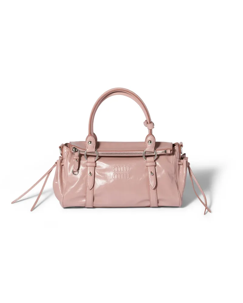 Miu Miu Handtasche Aus Glänzendem Leder, Damen, Zartrosa Zartrosa