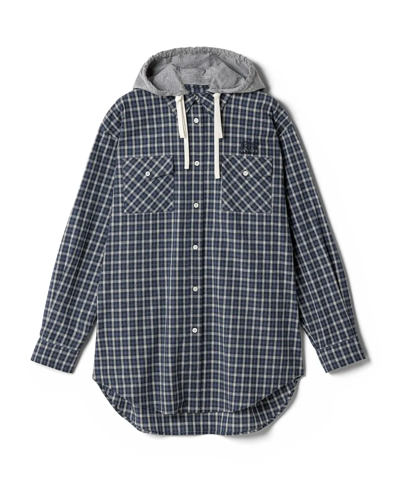 Miu Miu Hemd Aus Kariertem Flanell, Damen, Blau/weiss, Größe Blau