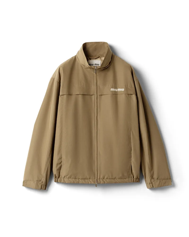 Miu Miu Blousonjacke Aus Gewachstem Canvas, Damen, Kreide, Größe Kreide
