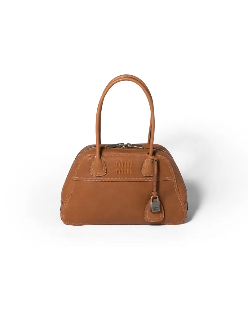 Miu Miu Vivant Tasche Aus Nappa-leder, Damen, Karamell Karamell