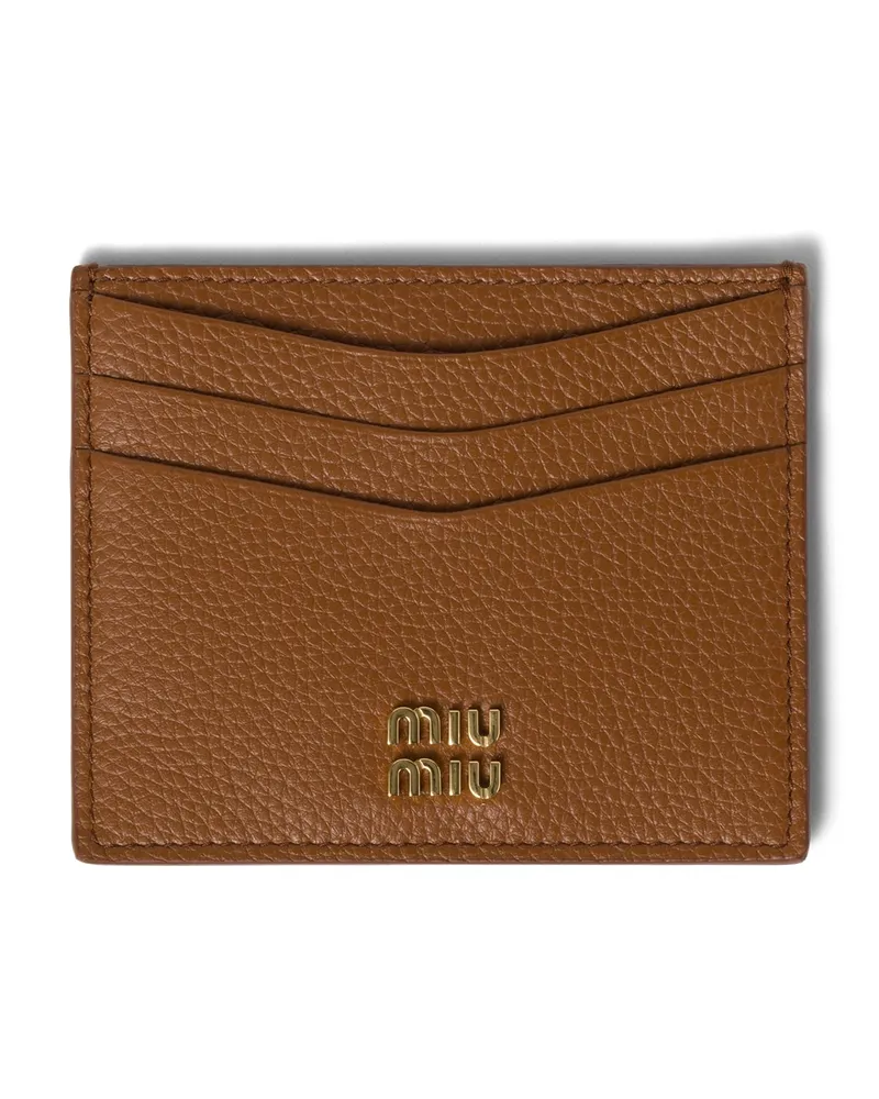 Miu Miu Kartenetui Aus Leder, Damen, Cognac Cognac