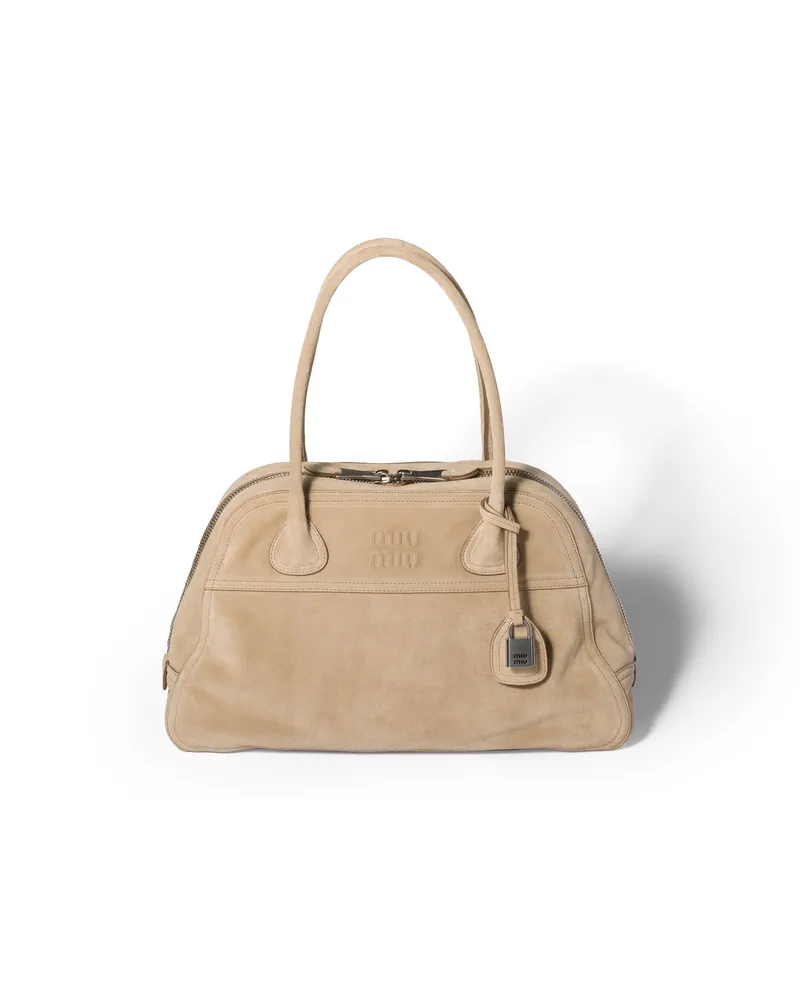 Miu Miu Vivant Tasche Aus Wildleder, Damen, Ecru Ecru