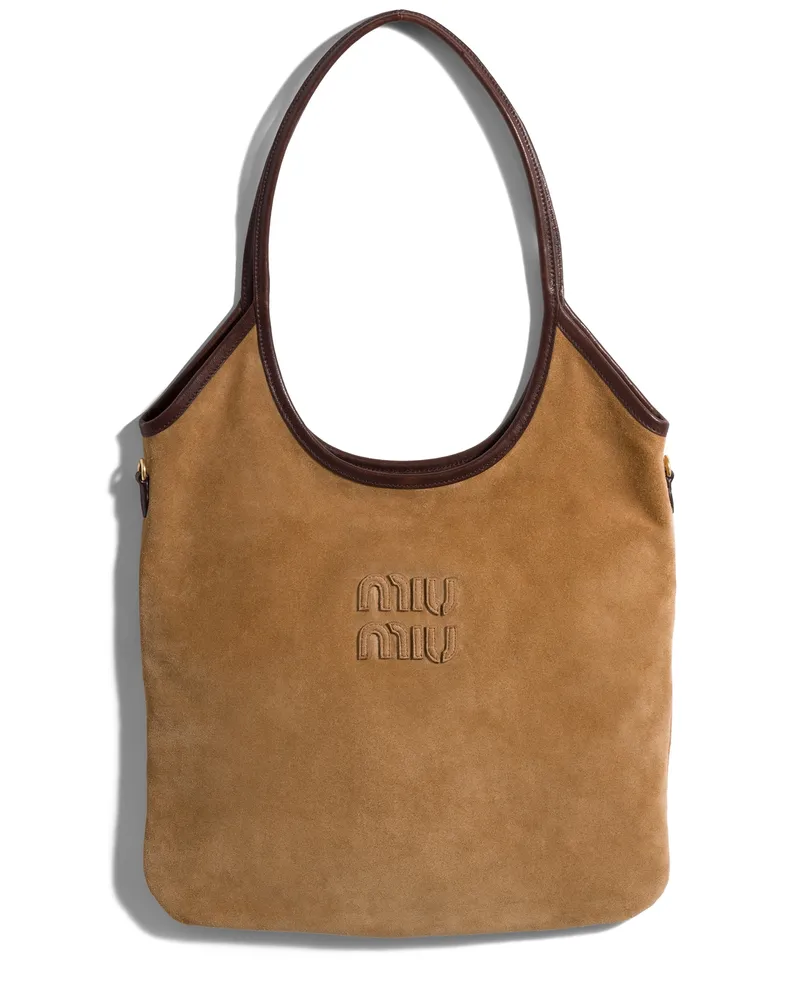 Miu Miu Ivy Tote Bag Aus Veloursleder, Damen, Zimt/bruyère-holz Zimt