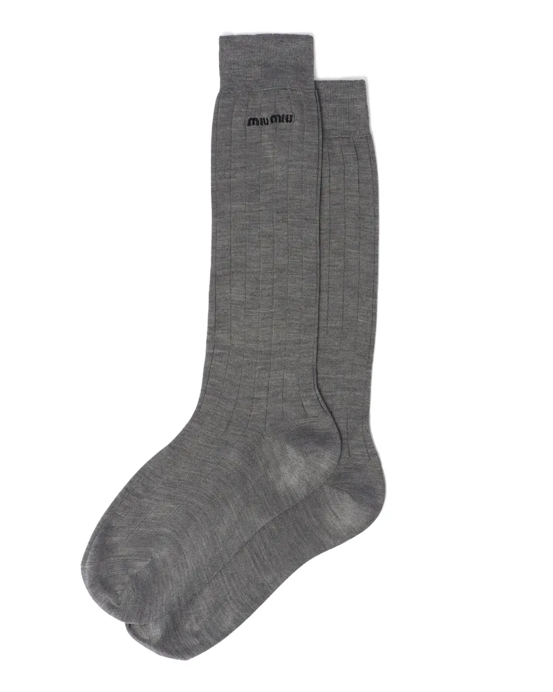 Miu Miu Socken Aus Seide, Damen, Schiefergrau, Größe Schiefergrau