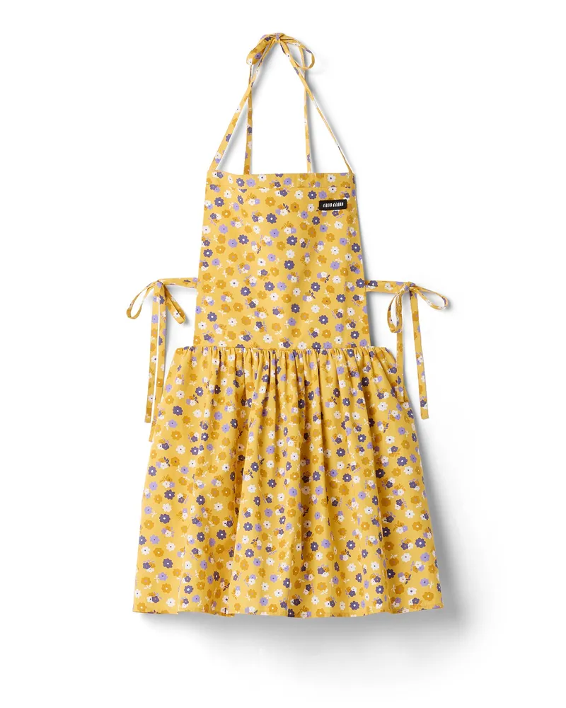 Miu Miu Kleid Aus Popeline, Damen, Gelb/violett, Größe Gelb