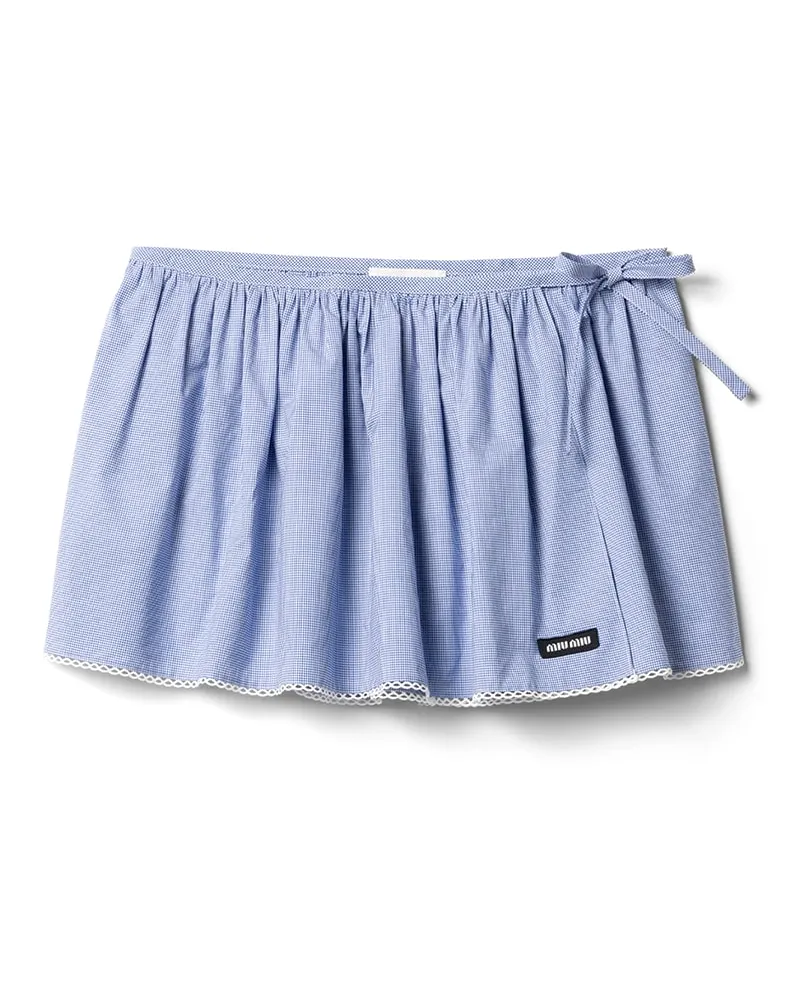 Miu Miu Minirock Mit Vichy-karo, Damen, Weiss/hellblau, Größe Weiss