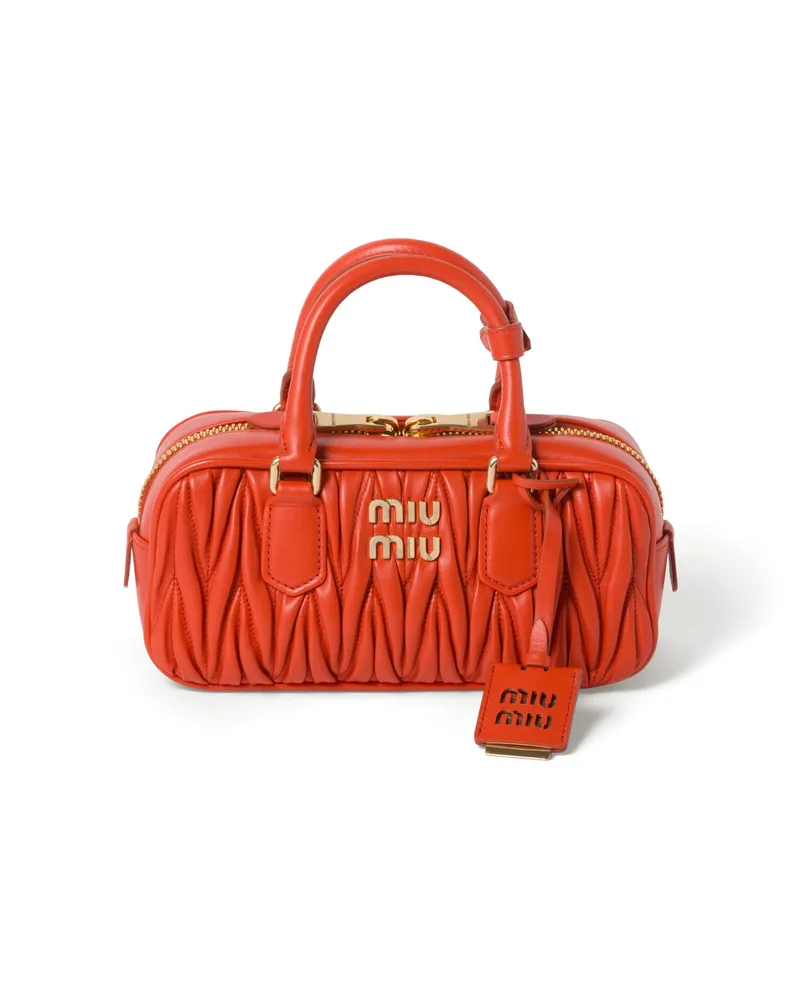 Miu Miu Arcadie Tasche Aus Matelassé-nappaleder, Damen, Orange Orange
