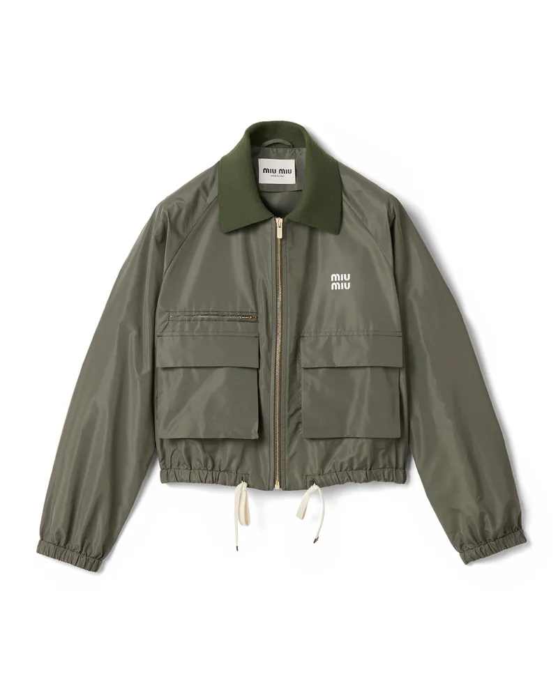Miu Miu Blousonjacke Aus Funktionsgewebe, Damen, Waldgrün, Größe Waldgrün