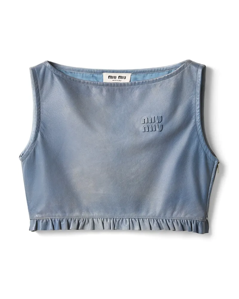 Miu Miu Top Aus Nappa-leder, Damen, Meerblau, Größe Meerblau
