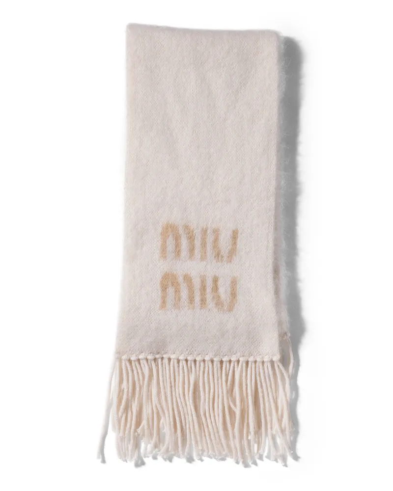 Miu Miu Schal Aus Wolle Und Mohair, Damen, Weiss Weiss