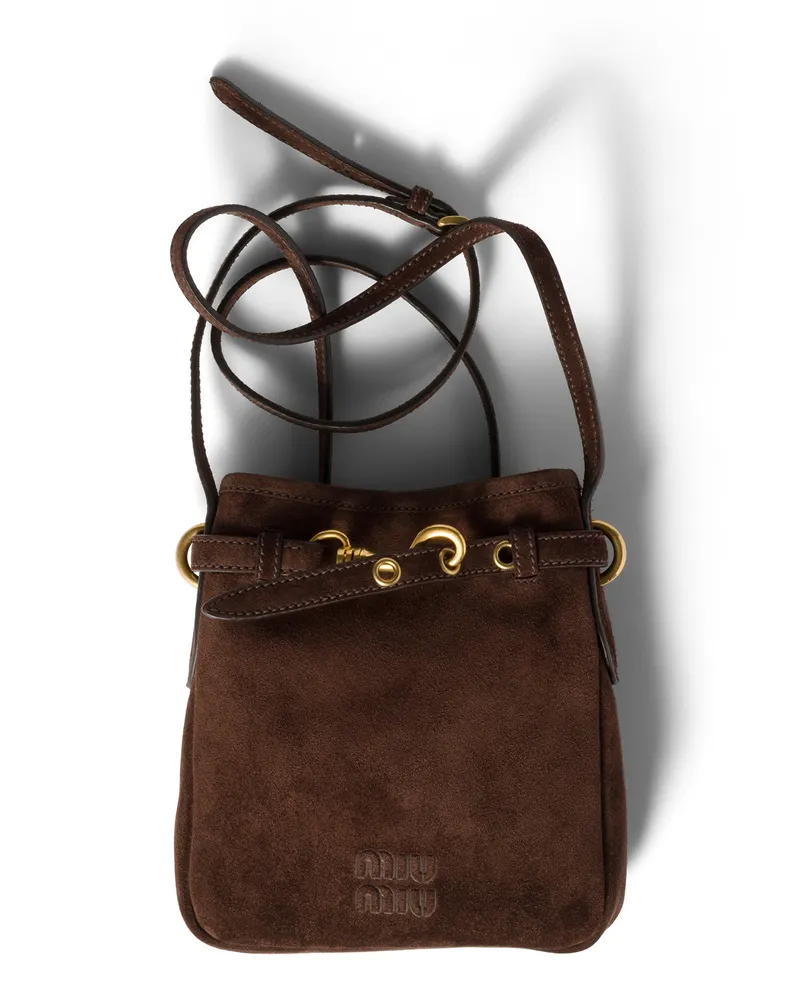Miu Miu Pouch Aus Wildleder, Damen, Dunkelbraun Dunkelbraun