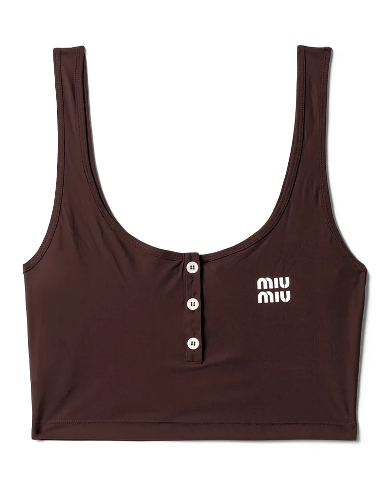 Miu Miu Top Aus Stretch-jersey, Damen, Ebenholz, Größe Ebenholz