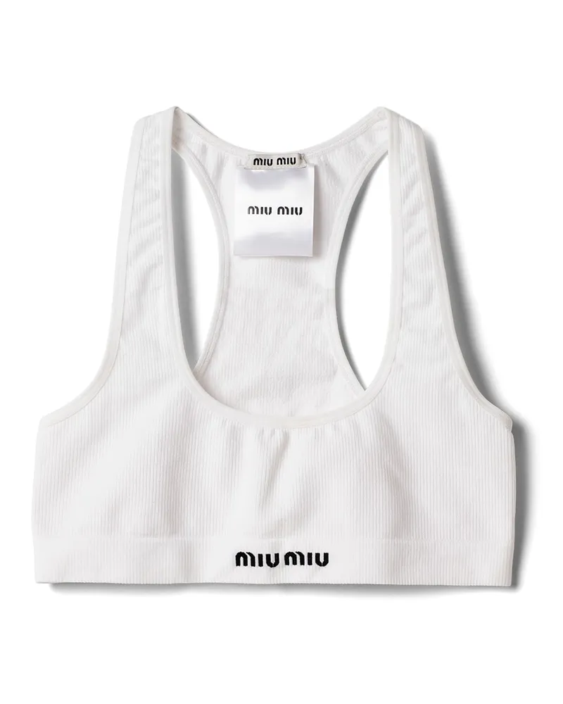Miu Miu Nahtloses Top Mit Racerback , Damen, Weiss, Größe Weiss